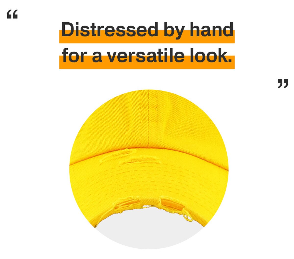 Yellow Distressed Vintage Baseball Cap Front View